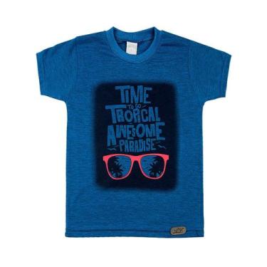 Imagem de Camiseta Infantil Malha Deep Mescla Time To Go Tropical - Azul - Ano Z