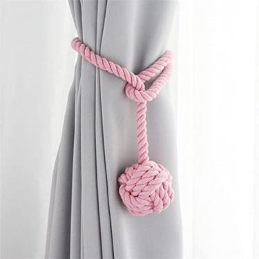 Imagem de peças cortina de borla artesanal acessórios de quarto fivela de cortina corda decoração de casa franja de janela de retenção, rosa, 1 peça