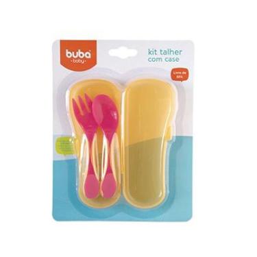 Imagem de Kit Talher Baby com Case Rosa - Buba