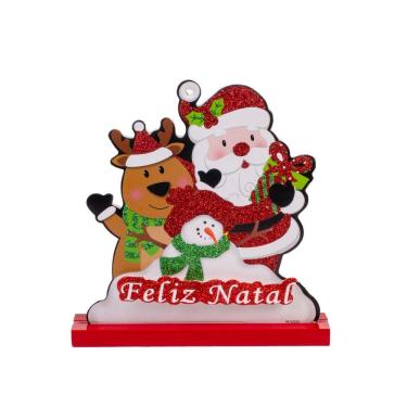 Imagem de Enfeite de Mesa Natal Painel Papai Noel Rena Boneco de Neve