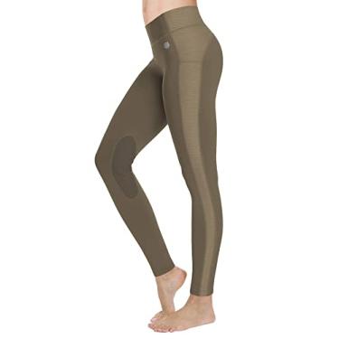 Imagem de Calças elásticas de equitação femininas cintura alta aperto calças equestres skinny calças compridas esportivas jodhpurs leggings de ioga, verde, M (cintura: 69cm)