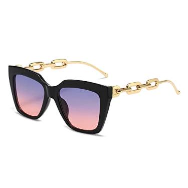 Imagem de Óculos de Sol Quadrado Personalidade Feminina Armação Grande Óculos de Corrente Quadrada Óculos de Sol Moda Protetor Solar Óculos de Sol Feminino Tendência, 4, Tamanho Único