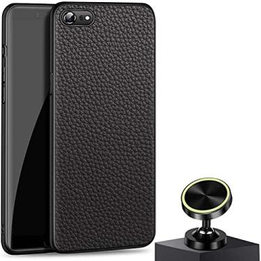 Imagem de HAODEE Capa de telefone magnética para transporte de carro, para Apple iPhone SE3 (2022) 4,7 polegadas padrão lichia imitação de couro capa traseira [proteção de tela e câmera] (cor: preto)