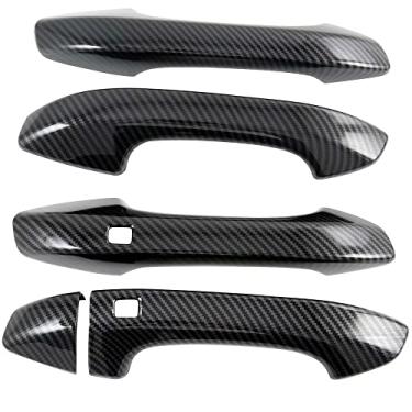 Imagem de TOTMOX Guarnições da tampa da maçaneta externa da porta lateral do carro, compatível com Kia K5 2020-2022, fibra de carbono, cromo, tampa lateral arranhões tampa protetora guarnição da maçaneta do exterior do carro