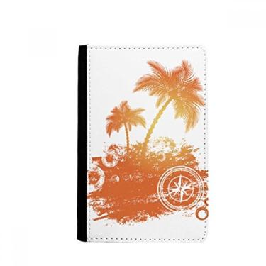 Imagem de Coco árvore praia ilustração padrão porta-passaporte notecase burse carteira capa porta-cartão, Multicolor