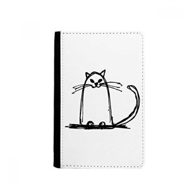 Imagem de Porta-passaporte de gato encaracolado sorridente linha sentada Notecase Burse capa carteira porta-cartão, Multicolor