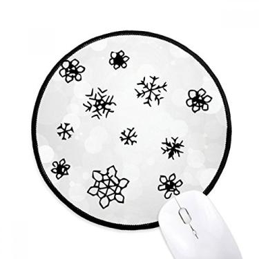 Imagem de DIYthinker Floco de neve clima pintado à mão padrão mouse pad desktop escritório tapete redondo para computador