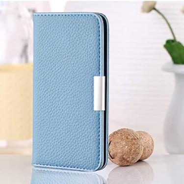 Imagem de Capa de Litchi Pattern para Samsung Galaxy A01 A2 A03S A10 A11 A12 A22 A32 A40 A50 A51 A52 A70 A71 A72 Note 20 Ultra 10 Capa protetora azul para Galaxy A01