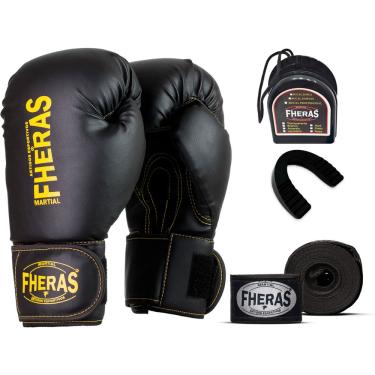 Imagem de Kit Luva de Boxe Muay Thai mma Pro Bandagem Bucal 10oz