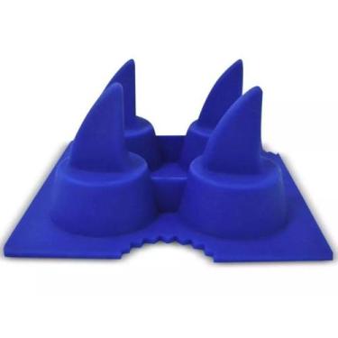 Imagem de Forma Para Gelo Formato Tubarão 4 Espaços 4cm Silicone Azul - Kehome