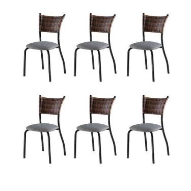 Imagem de Conjunto Com 6 Cadeiras Espanha Viii Preto 89 Cm - Mais Decor