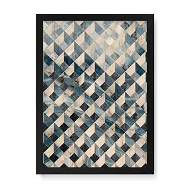 Imagem de Arte Maníacos Quadro Decorativo em Madeira Mármore Cubos - 23x16,25cm (Moldura caixa em laca preta)