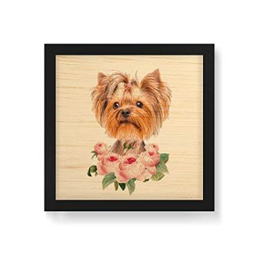 Imagem de Arte Maníacos Quadro Decorativo em Madeira Yorkshire Flores - 30x30cm (Moldura caixa em laca preta)