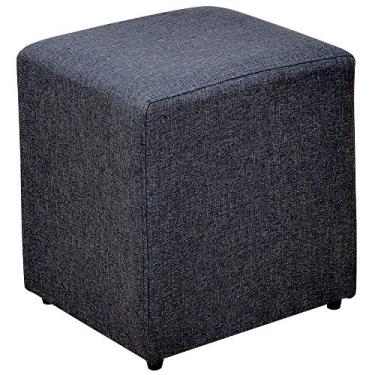 Imagem de Puff Quadrado Decorativo L02 Sala de Estar Linho Chumbo - Lyam Decor