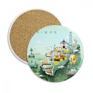 Imagem de Caneca de porta-copos para viagem Taiwan Food Atrations China com proteção de mesa, pedra absorvente