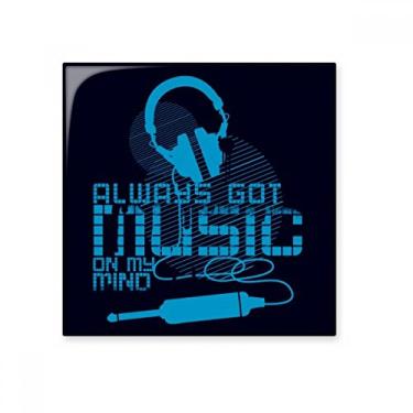 Imagem de Fone de ouvido azul música, padrão louco, azulejo de cerâmica brilhante, decalque de tijolo esmaltado