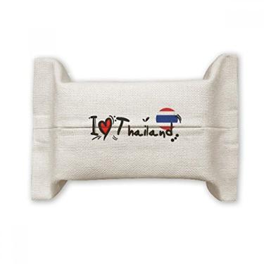 Imagem de I Love Thailand Word Flag Love Heart Illustration Suporte de capa de papel de tecido de algodão saco de linho