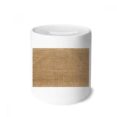 Imagem de DIYthinker Caixa de moedas abstrata de tecido de malha de linho Kahki porta-moedas de cerâmica presente de cofrinho