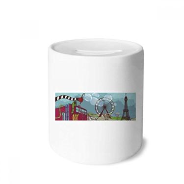 Imagem de DIYthinker Kursaal Park França Torre Eiffel Caixa para Dinheiro Caixa de Cerâmica Porta-Moedas Presente