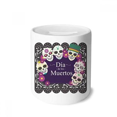 Imagem de DIYthinker Caveira O Dia dos Mortos Ilustração Dinheiro Caixa de Cerâmica Porta-Moedas Presente