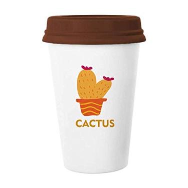 Imagem de Caneca de cerâmica de cacto laranja para suculentas de plantas em vaso de café