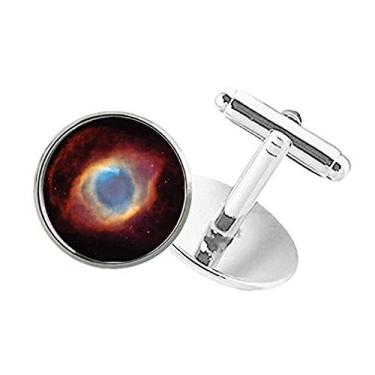 Imagem de DIYthinker Abotoaduras com clipe de botão redondo e estrela do planeta azul vermelho