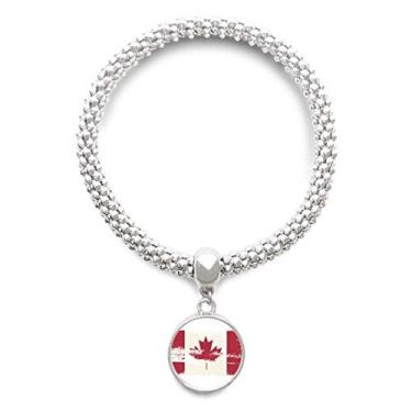 Imagem de DIYthinker Pulseira com pingente de prata com padrão preto e vermelho sabor do Canadá, pulseira ajustável