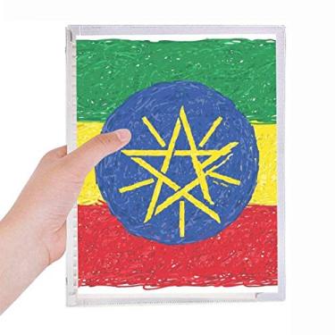 Imagem de Listras Bandeira da Etiópia Caderno de desenho de giz de cera Folhas soltas Diário Recarregável Papelaria
