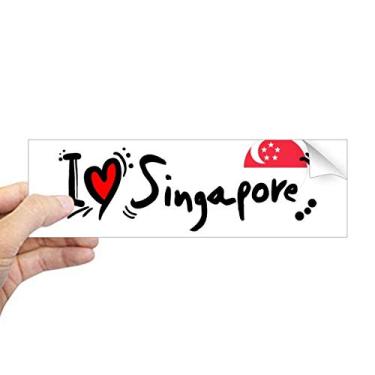 Imagem de DIYthinker Adesivo retangular para para-choque I Love Singapura com a palavra Love Heart Illustration