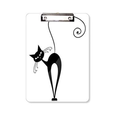 Imagem de Placa de suporte com silhueta de animal de Dia das Bruxas Tilt Head Black Cat A4