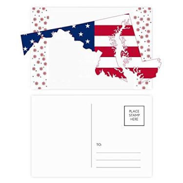 Imagem de Maryland Mapa dos EUA Estrelas Listras Bandeira Formato Natal Flor Celebração Cartão Postal Cartão Bênção