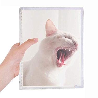 Imagem de Caderno de fotografia de gato branco feroz com folhas soltas diário recarregável de papelaria