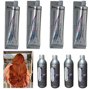 Imagem de Kit Tinta Ruivo 8.44 04 Coloração, 04 OX 40 90ml Mairibel