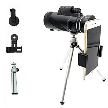 Imagem de Telescópio monocular 12x50 BAK4 Telescópio monocular de prisma para adultos, crianças, monóculos HD com suporte para smartphone, tripé, monóculo à prova d'água para observação de pássaros, acampamento, caminhadas