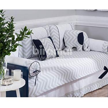 Imagem de Biramar Baby Sofa Cama 9 Pcs C/ Saia Brooklyn Chevron Cinza/Marinho Marinho