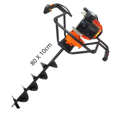 Imagem de Perfurador de Solo á Gasolina Vulcan Trent VPS520 2 Tempos 52cc 2,5hp com Broca 80x10cm e Pino Trava Robusto e Econômico Ideal Para a Construção Civil
