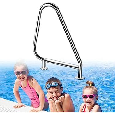 Imagem de Corrimões de piscina Corrimão de segurança para piscina Corrimão de piscina em aço inoxidável 304 com conjunto completo de acessórios, capacidade máxima de carga de 440 libras