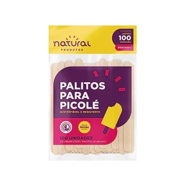 Imagem de Palito De Picolé E Sorvete Bambu Redondo Natural 200 Unidades