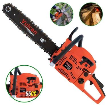Imagem de Motosserra Profissional Alta Potência Vulcan VSL550 À Gasolina 3HP 55cc 2T 11.000rpm Com Sabre de 18 Polegadas e Kit de Ferramentas