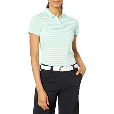 Imagem de Camisa polo feminina Nike Dry de manga curta para golfe, Green Glow/White/Flat Silver, X-Small