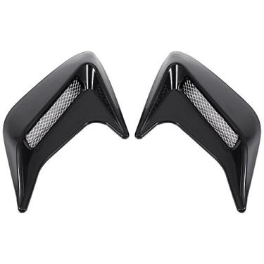 Imagem de Qiilu Aberturas de capota de carro, 2 capas decorativas para carro, capô de admissão de fluxo de ar, capô de ventilação universal estilo faça você mesmo (preto)