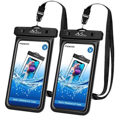 Imagem de Bolsa de telefone flutuante à prova d'água MoKo [pacote com 2], capa de celular à prova d'água com cordão compatível com iPhone X/Xs/Xr/Xs Max, 8/7/6s Plus, Samsung Galaxy S10/S9/S8 Plus, S10, Note 9/8, 6,5"