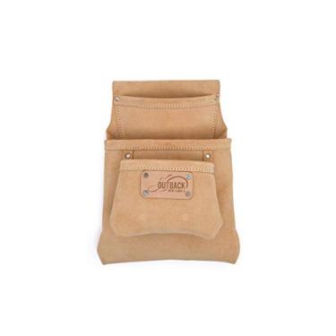 Imagem de OX Bolsa de couro de camurça com 3 bolsos - Organizador de ferramentas para ferramentas de construção - Sacos de unhas de carpinteiro de armazenamento de couro compatíveis com cinto de ferramentas de