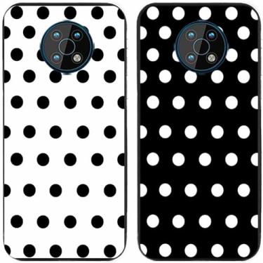 Imagem de 2 peças preto branco bolinhas impressas TPU gel silicone capa de telefone traseira para Nokia todas as séries (Nokia G50)