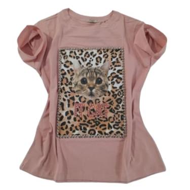 Imagem de Blusa T-shirt Bordada Com Pedras (BR, Alfa, G, Regular, Nude It Cat)