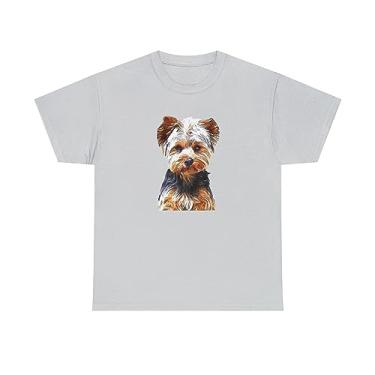 Imagem de Yorkshire Terrier - Yorkie 'Lupis' Camiseta unissex de algodão pesado, Cinza gelo, P