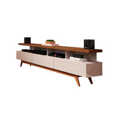 Imagem de Rack para TV Vivare Wood 1.8 Off White com Freijó - Germai Móveis