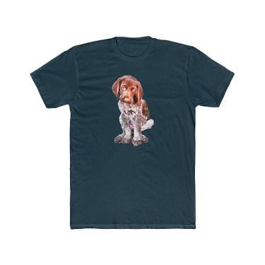 Imagem de Camiseta masculina de algodão com ponteiro alemão de cabelo curto "Benny" da Doggylips, Azul marinho sólido, P