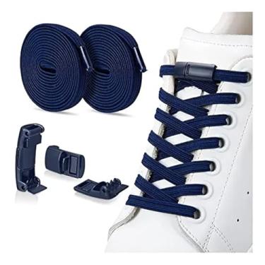 Imagem de Lock Shoe Laces Elastic No Tie Shoelaces Sneakers Shoelace Kids Adult Rubber Band Laces One Size Fits All Shoes(NAVY BLUE)