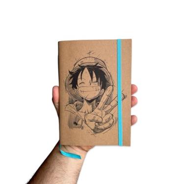 Imagem de Sketchbook Caderno Desenho One Piece Luffy com Elástico e Marca Página Aquarela (G (14x20cm), Branco 180g 80 Páginas)